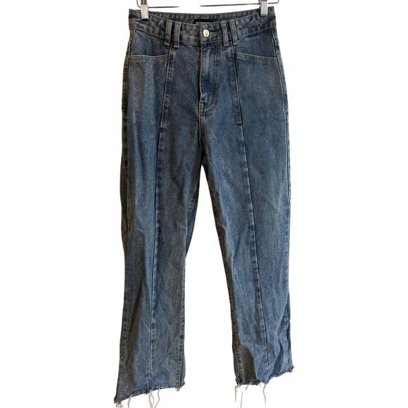 Pretty Little Thing Front Seam Wide‎ Leg Jeans Sz 4 - Picture 2 of 7